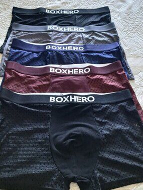 BoxHero Men’s Boxer Briefs 5-Pack Burgundy, Navy, Gray, 2 Black NWOT Size 2XL
